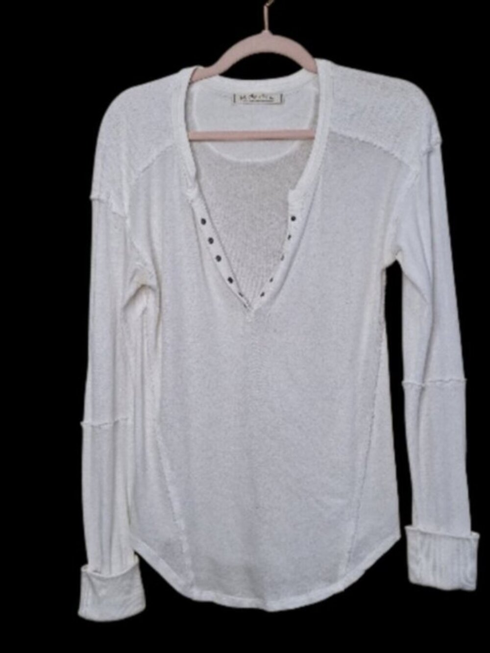 free people Women´s White henley top Small Military Cotton Studded Essential - Picture 2 of 9